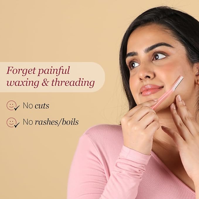 Facial Razor for Women | Painless & Precision Face Hair Removal | for Peach Fuzz, Eyebrow, Chin & Upper Lip | Gentle Exfoliation & Smoother Skin | (3 Count)