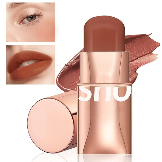 Cream Blush Stick for Cheeks Makeup, Waterproof Face Rose Red
