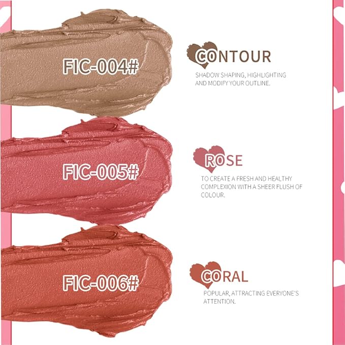 Blush Stick, Matte Cream Blush Stick for Cheeks, Lasting(06 Coral)