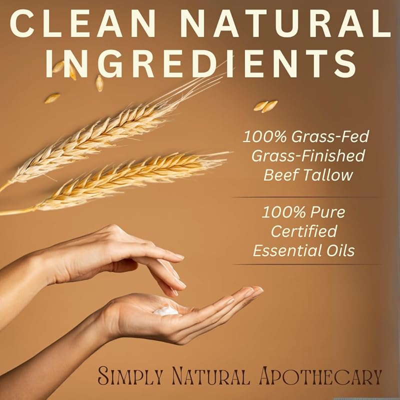 Beef Tallow for Skin Care, Face, Hands - Natural Moisturizer - Whipped - Organic Grass-Fed Beef Fat - Vitamins A, D, E, K - Dry Skin, Baby Diaper Cream - Hydrating - Handmade - Frankincense - 2 oz Jar