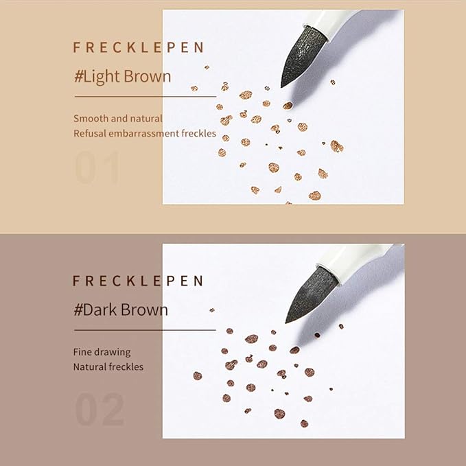 2 Pcs Freckle Pen Set, Natural Lifelike Fake Freckles Makeup Pen Magic Brown Color Freckles Makeup Tool Long-Lasting Waterproof Dot Spot Pen for Effortless Sunkissed Makeup (Dark Brown)