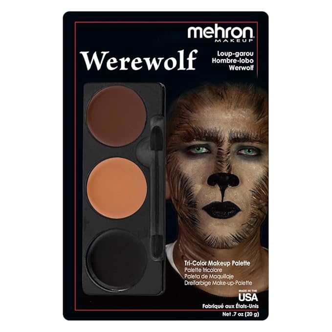 Mehron Makeup Tri-Color Character Makeup Palette | Halloween, Special Effects and Theater Cream Makeup FX Palette | Face Paint Makeup .7 oz (20 g) (WEREWOLF)