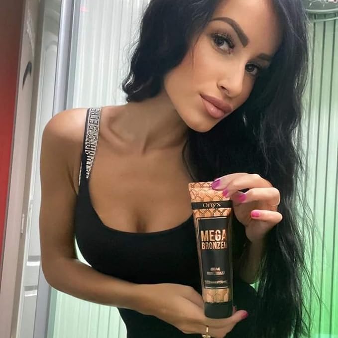 Onyx Mega Bronzer Indoor Tanning Lotion - Double Bronzing Tanning Lotion with Anti-Orange Formula - Gradual Tanning for Tanning Beds and Summer Essentials - White Bronzer for Stain-Free Effect