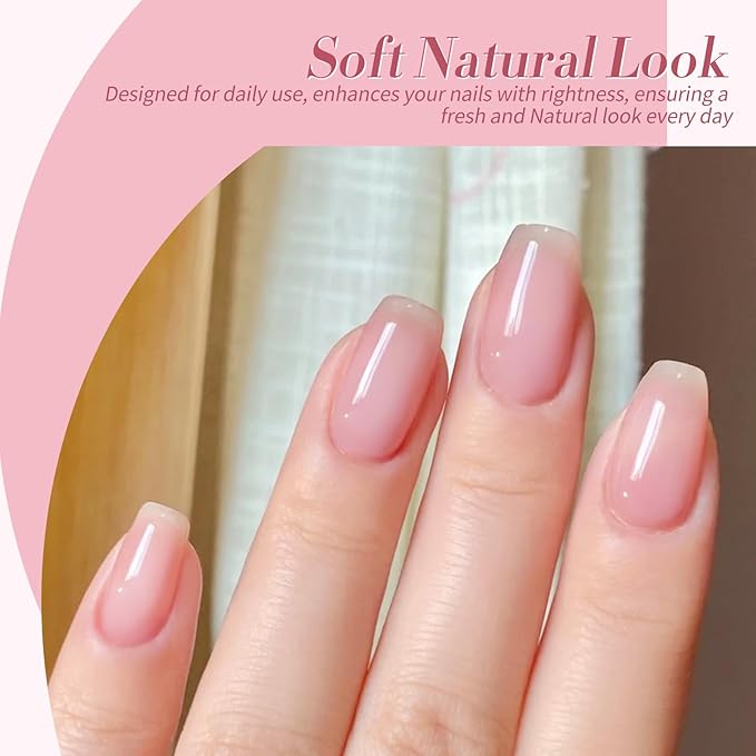 Born Pretty Jelly Pink Gel Nail Polish Set,Nude Pink Translucent Gel Polish,6 Transparent Sheer Colors Soak Off U V Light Cure Gel Polish Kit Nail Art Manicure DIY Kit Home Salon 7ML