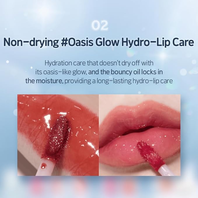 ETUDE Over Glowy Lip Stain Tint #12 Ruby Love | Non-Sticky Vegan Lip Tint | Moisturized & Long-lasting Lip Gloss | Daily Tint for Dry Lips, Korean Makeup