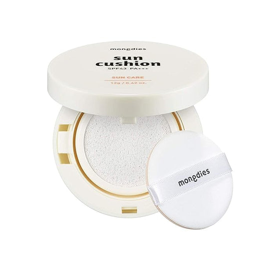 Mongdies Baby Sun Cushion SPF 43 PA+++ SAFE INORGANIC UV BLOCK WITH SIMPLE CUSHION TYPE, Contains Vitamine tree complex, Complete skin irritation safety test - 12g