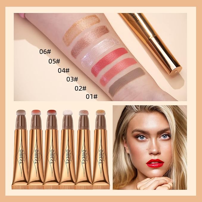 2 in 1 Multifunctional Makeup Pen, Contour Blush Highlighter, Pearl Fine Shine, Matte Natural Brighten Face Makeup (1, 1)