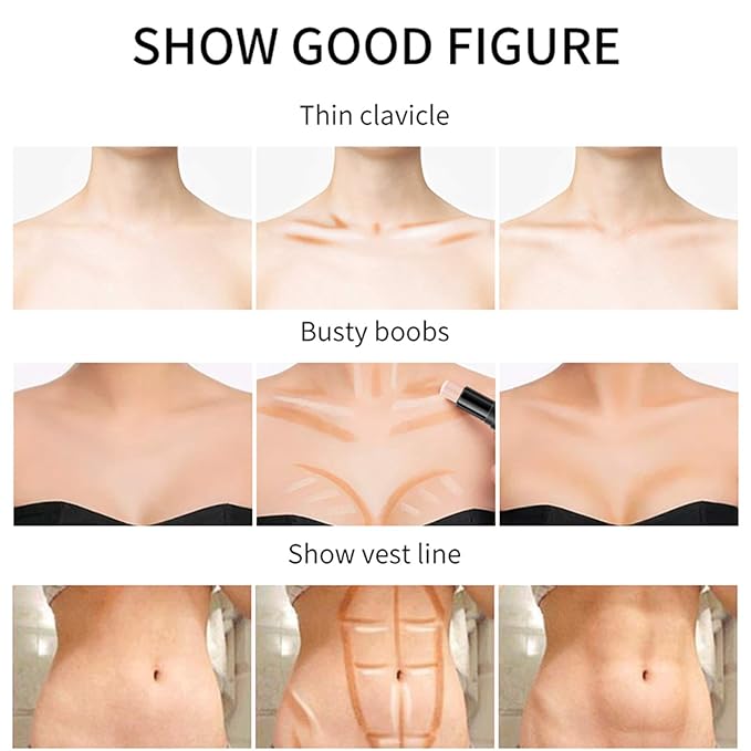 Double-End Contour Highlighter Stick Contour Stick, Face Highlighter, Contour Makeup Contouring Sticks Cream Concealer (2)