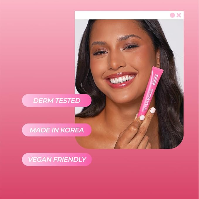 Vitamasques Lip Butter Balm Strawberry, Korean Lip Balm - Peptide Lip Treatment - Lip Balm Hydrating - Light Tinted Lip balm - Made in Korea - 0.33 fl.oz