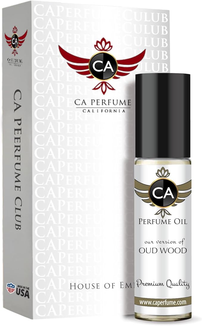 CA Perfume Impression of Oud Wood For Men Replica Fragrance Body Oil Dupes Alcohol-Free Roll-On 0.3 Fl Oz/10ml