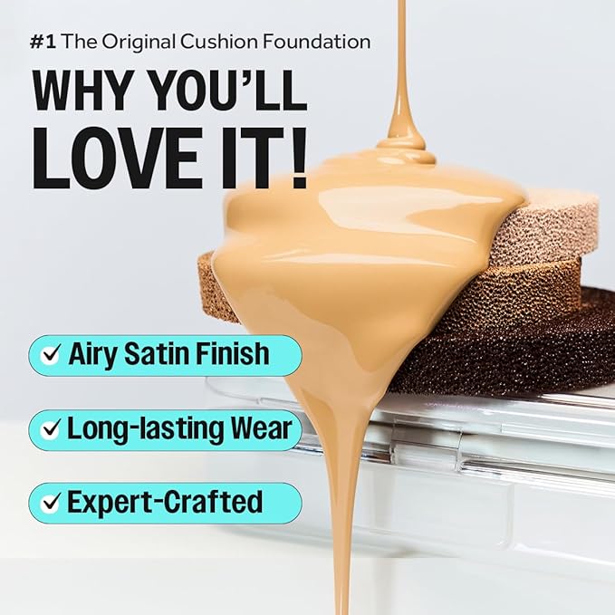 CLIO Kill Cover Founwear Cushion The Original – 20 Shades, Buildable Light to Medium Coverage, Natural Finish, Korean Makeup Foundation, Long-Lasting Skin Fit, 42C CACAO