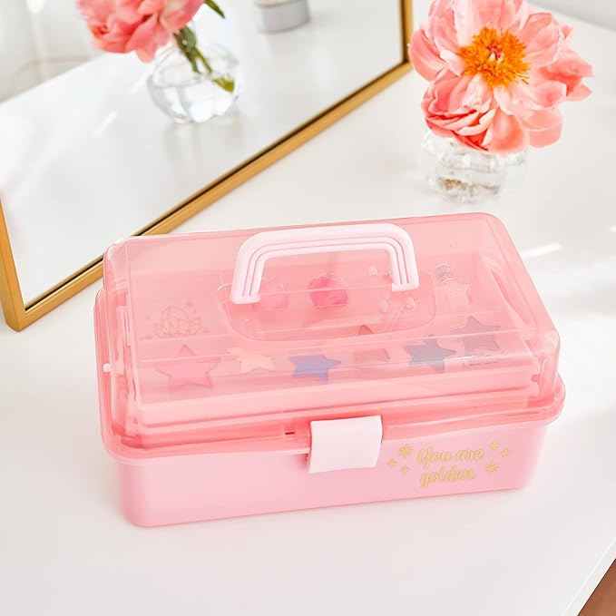 3C4G Pink and Gold Hard Case Makeup Storage