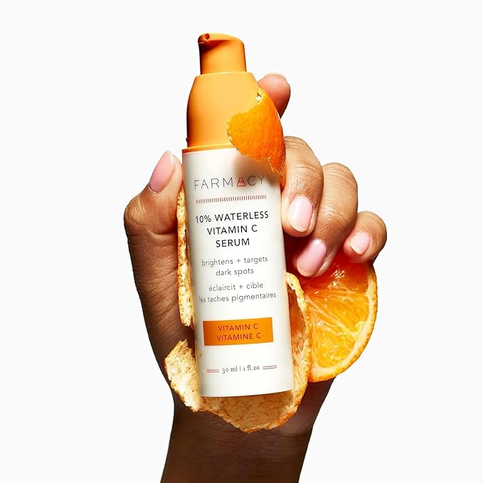 Farmacy 10% Vitamin C Face Serum - Waterless Vitamin C Skin Care Serum to Brighten, Firm + Smooth Skin Texture - Enriched with Upcycled Tangerine Peel to Boost Skin's Moisture + Radiance (5ml)