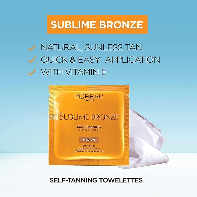 L'Oreal Paris Sublime Bronze Self-Tanning Body Towelettes, 6-Count (Pack of 2)