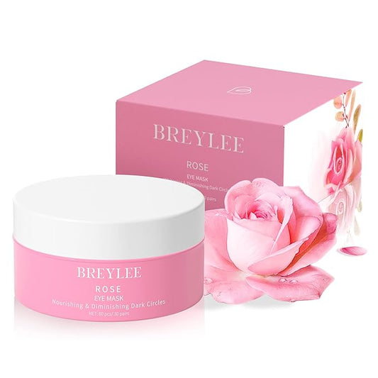 BREYLEE Pink Rose Eye Mask– 60 Pcs - Puffy Eyes and Dark Circles Treatments – Look Younger and Reduce Wrinkles and Fine Lines Undereye, Improve and Firm eye Skin - Pure Natural Material Extraction