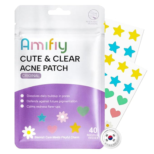 Cute Pimple Patches, Korean Skincare Star Acne Patches for Face, Multiple Shapes Oil-Absorbing Zit Dots, Vegan & Cruelty-Free Blemish Treatment with Hydrocolloid & Tea Tree, 40 Count