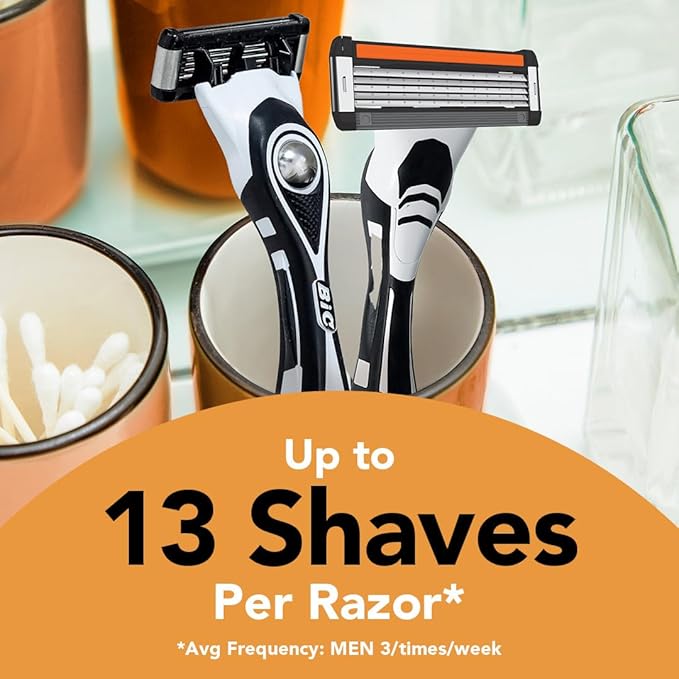 BIC Flex 5 Refillable Men's Razor, Father's Day Gift Set with 5 Blade Razors, 1 Handle and 7 Cartridges for Smooth Shaving