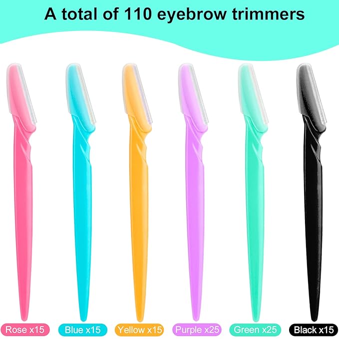 Eyebrow Razor for Women, 110 Dermaplaning Tool Face Shavers for Women Multipurpose Face Hair eyebrow Trimmer boby Hair Removal for Men with Protective Cover, 6 Colors