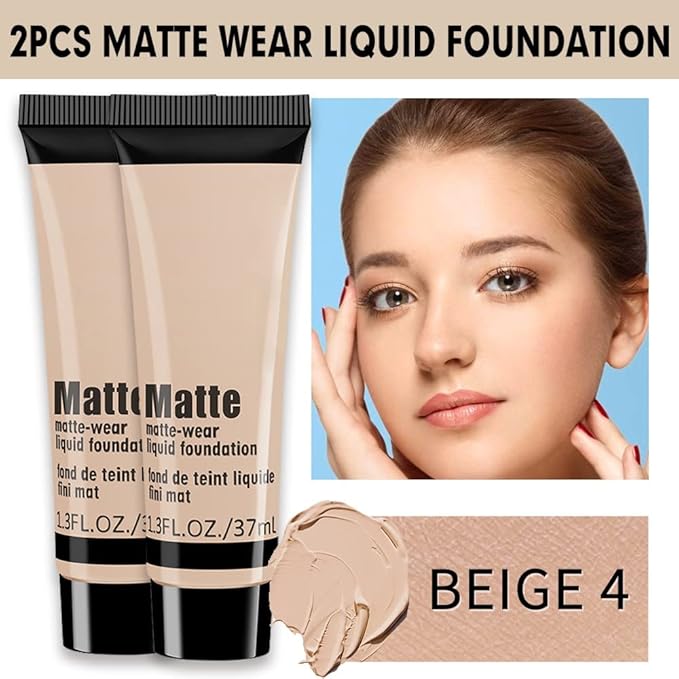 2 Pack Liquid Foundation Cream for Face Makeup,Durable