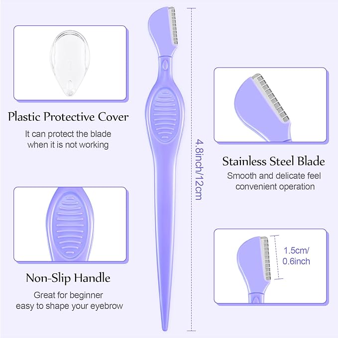 Mudder 21 Pcs Eyebrow Razor Eyebrow Shaver Facial Razor Multipurpose Face Trimmers with Precision Cover for Women Makeup Care Tools(Purple)