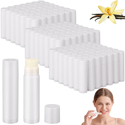 Demissle 300 Pcs Unlabeled Lip Balms Bulk Chapped Stick Blank Mini Lip Balm Gifts Moisturizing Lip Balm Party Favors for Women Homeless Guests Wedding Bridal Shower Baby Shower Favors(Vanilla)