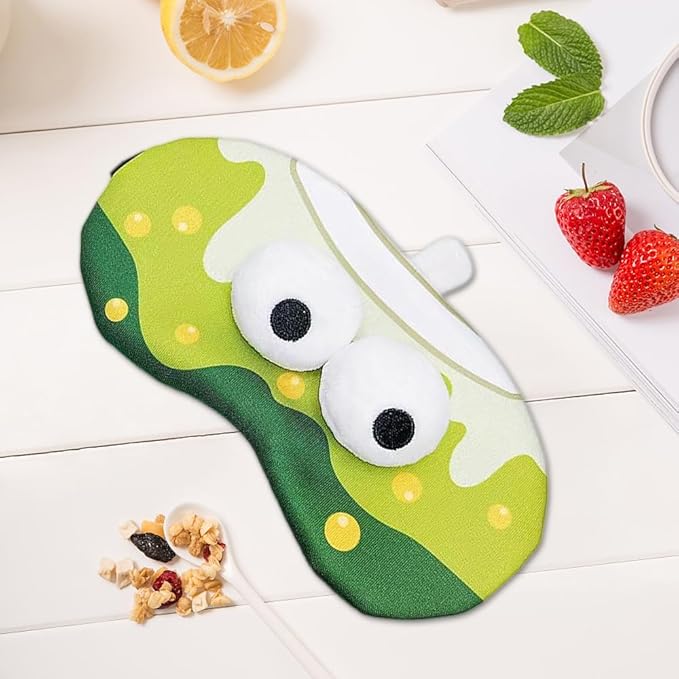 PERFECTSIGHT Sleep Eye Masks, Cute Plush Sleep Eye Cover Lightweight Adjustable Eyeshade Faux Fur Mask Cover for Women Men Sleep Travel Nap, Bubble Tea