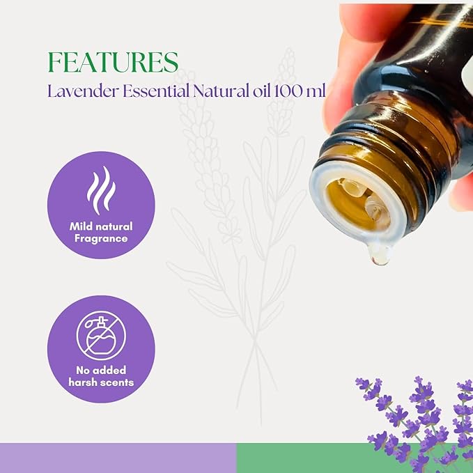 Roots & Above Pure Natural Lavender Essential Oil 3.38 oz/100ml for Diffuser, Skin, Hair, Self-Care, Soap & Candle Making Scent Fragrance