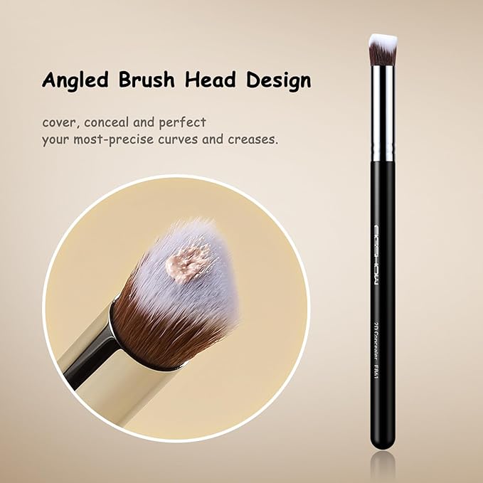 EIGSHOW Angled Concealer Brush Under Eye for Covering Sun Spots Acne Blemishes Concealing Contouring Setting with Liquid Cream (E861)