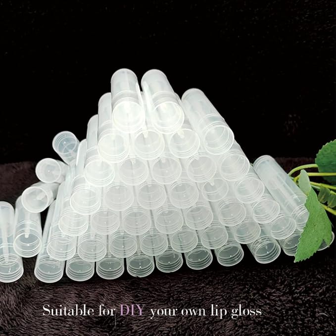 50 Lip Balm Container Kit with Filling Tray and Spatula, Round Tube Refillable Empty Tube 3 Colors, 0.15 oz, BPA Free, for DIY Homemade Lipstick Lipstick (50 translucent kits,)