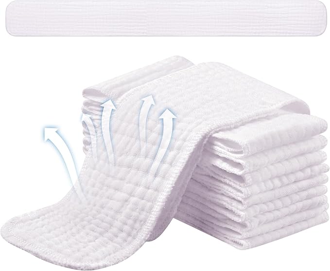 Toulite 10 Pcs 6 Layer Bra Liner Sweating, Cotton Sweat Liner Under Bra Pad Breast Washable Rectangle Absorb for Women Supply