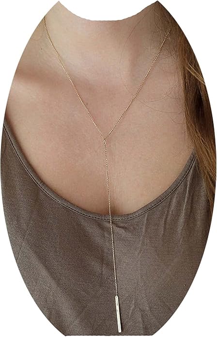 Boho Long Bar Necklace Choker Y Lariat Necklace Chain Minimalist Drop Necklace Jewelry for Women and Girls