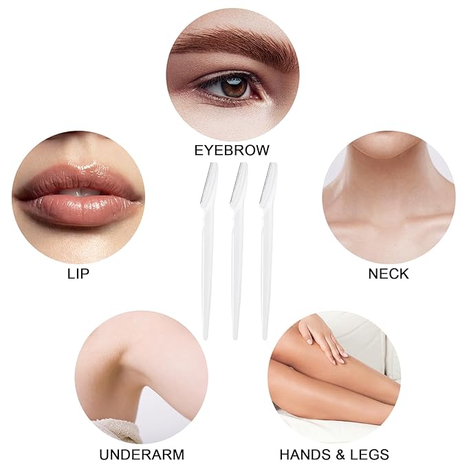 21 Pcs Eyebrow Razors, Face Razors Multipurpose, Exfoliating Dermaplaning Tools, Eyebrow Trimmers Shaver with Safety Cover, Facial Hair Removal for Women Men Body Use (White)