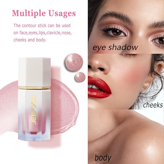 Liquid Highlighter Makeup, Long Lasting Liquid Luminizer for Glowing Skin Waterproof Smooth Glitter Highlight Face Illuminator Cream Contour Stick Body Shimmer Liquid Bronzer (#02 STARLIGHT)