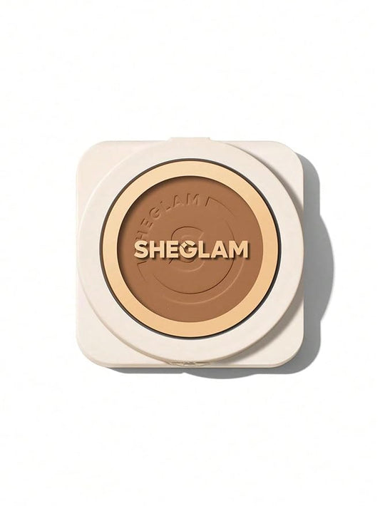 SHEGLAM SKin-Focus Full Coverage Powder Foundation Oil-Control Lightweight Face Pressed Powder Makeup-Wheat