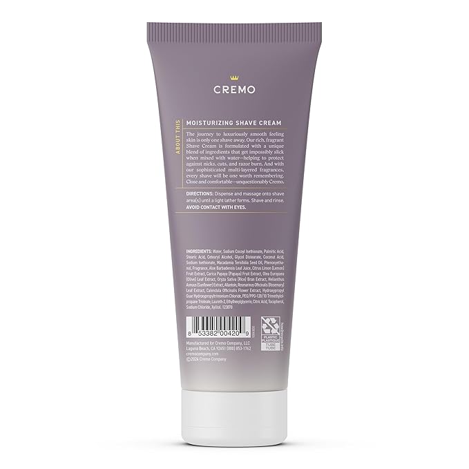 Cremo French Lavender Moisturizing Shave Cream, Astonishingly Superior Ultra-Slick Shaving Cream for Women Fights Nicks, Cuts and Razor Burn, 6 Fl Oz