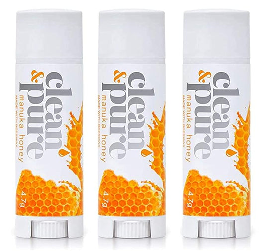 Lip Balm 3-Pack (Manuka Honey) | Lip Care Set With 100% All Natural Beeswax and Vitamin E Oil | Flavored Lip Balm for Dry, Chapped Lips | Made in Australia…