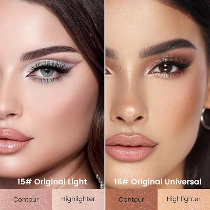 evpct 2in1 Face Shaping & Contouring Stick Cream Contour Concealer Bronzer Stick Makeup Kit for Face Highlighter Makeup Stick contorno maquillaje de maquillaje, ORIGINAL Light + ORIGINAL Universal