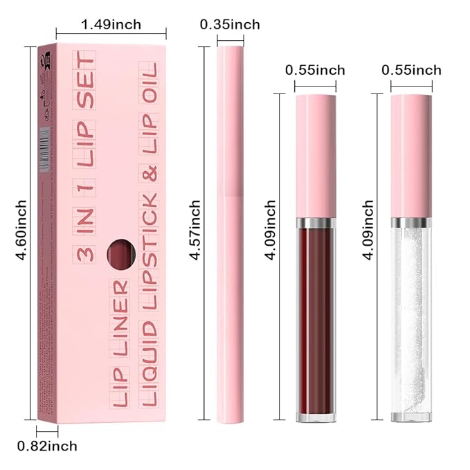 3-in-1Hocolate Brown Matte Lip Stain Kit | Waterproof Lip Liner + Hydrating Matte Lip Gloss + Nourishing Lip Oil | Long Lasting Plumping to Create Perfect Lip Makeup.11#