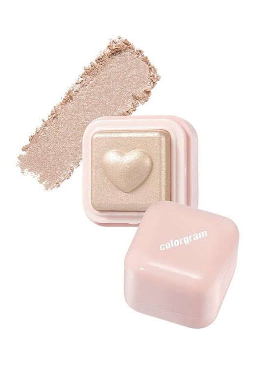 COLORGRAM Milk Bling Heartlighter 01 Peach Heart | Silky Smooth Versatile Creamy Highlighter with Shimmery Finish, Soft and Natural Glow Perfect for Daily Makeup