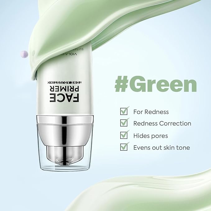 VIOLA HOUSE Face Primer, Tone Adjust Primer For Face Before Makeup-Refined, Bright And Smooth The Skin And Fills Fine Lines (Mint Green)