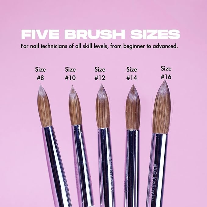 Crimped professional kolinsky nail brush