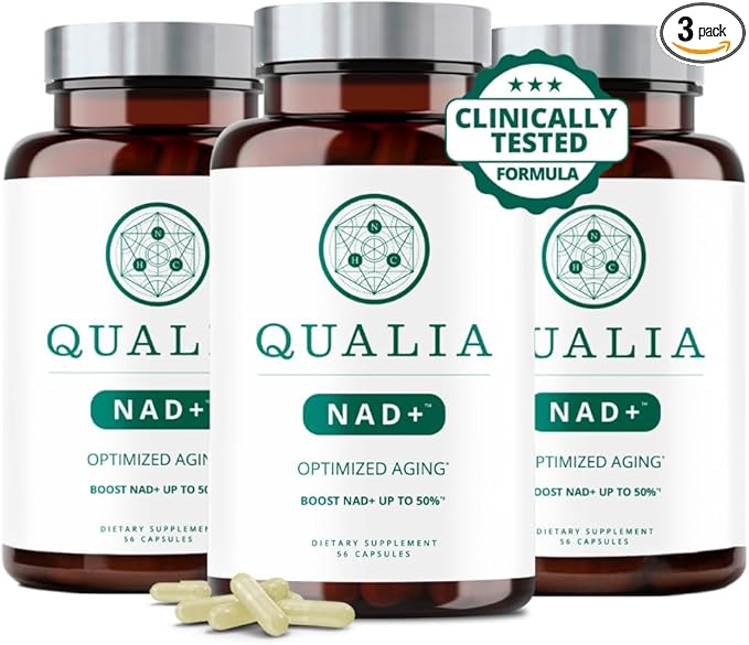 Qualia NAD Supplement — Clinically Proven to Boost NAD+ up to 67%. Optimized Aging, Energy, Focus. Elite NAD+ Booster Ingredients: Nicotinamide Riboside (NIAGEN,) Niacin, Niacinamide (3 Month Supply)