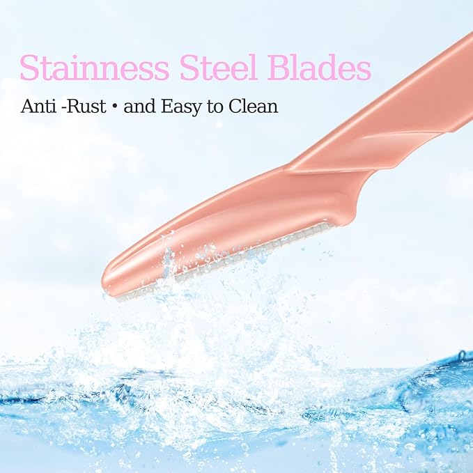 40pcs Eyebrow Razor for Women, Face Shaver Kit Dermaplaning Tool for Peach Fuzz Removal, Stainless Steel Blades with Protective Covers | Eyebrow Trimmer, Facial Hair Removal (Terracotta)