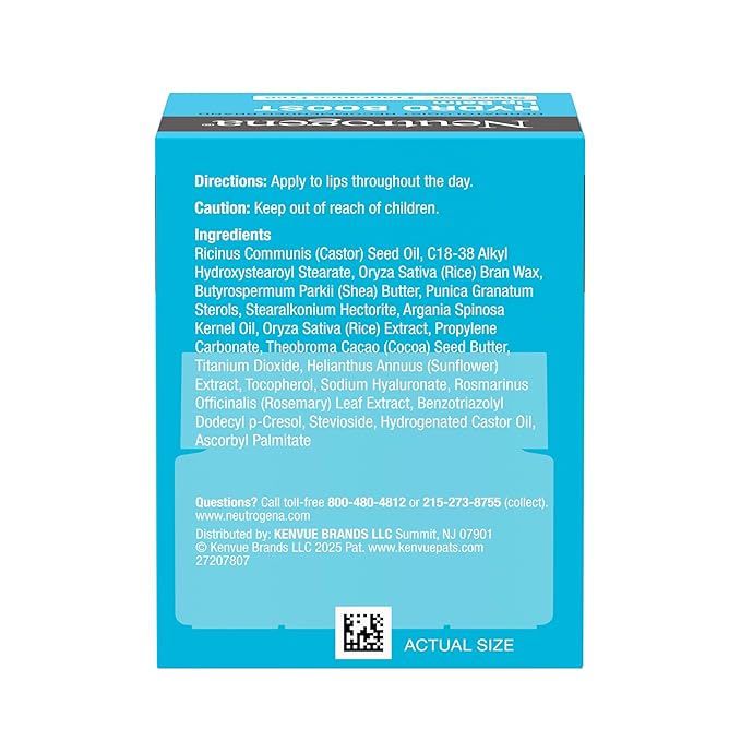 Neutrogena Hydro Boost Hyaluronic Acid, Unscented Lip Balm Leaves Lips Feeling Hydrated, Sheer Ice Nude Lip Balm with a Sweet Sugar Flavor, Fragrance Free, 0.5 oz (Pack of 2)