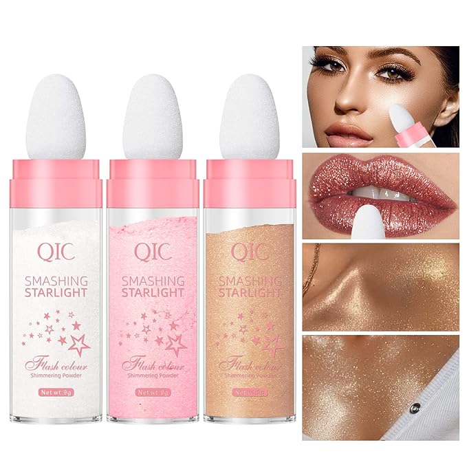 3 Colors Polvo De Hadas Highlighter Powder Stick Body Glow