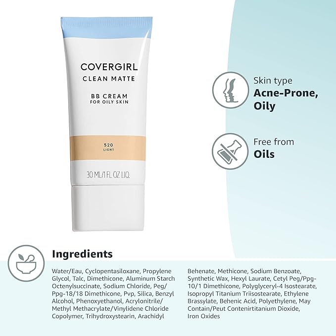 COVERGIRL - Clean Matte BB Cream, Oil-Free, Long-Lasting, of 2)