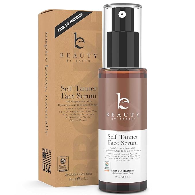 Face Tanner Serum - Fair to Medium Sunless Tanner for Face Sunless Tanner with Hyaluronic Acid - Self Tanner for Face Self Tan - Natural Face Tanner for Face Self Tanner