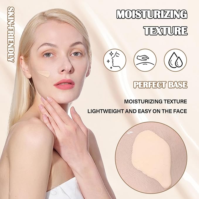 2PCS Color Changing Makeup Foundation Set with Brushes for Women