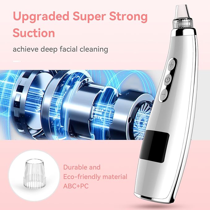 Blackhead Remover Pore Vacuum Upgraded Facial Pore Cleaner Electric Comedone Whitehead Extractor Tool-5 Suction Power,5 Probes,USB Rechargeable Blackhead Vacuum Kit for Women & Men