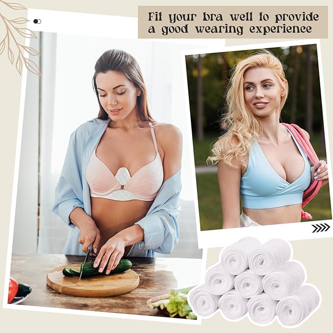 Boyiee 9 Pcs Cotton Bra Liners 3 Layer Reusable Washable Under Breast Sweat Absorber Pads for Woman